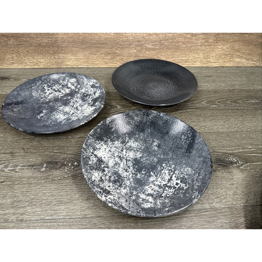 Dudson England Finest Vitrified Textured Matte Black 10” Deep Plates ~set of 2